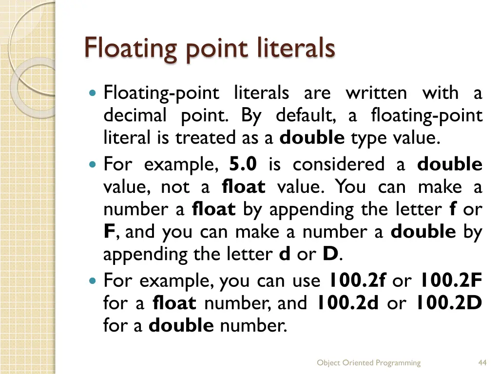 floating point literals