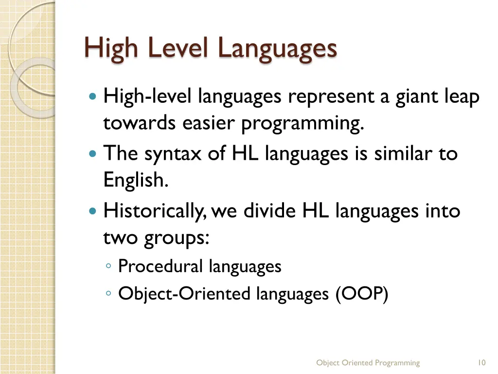 high level languages