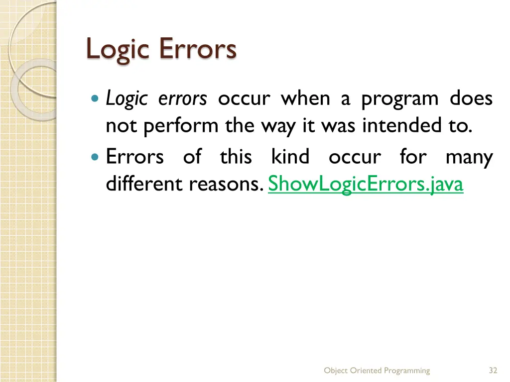 logic errors