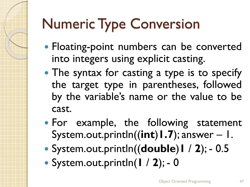 numeric type conversion