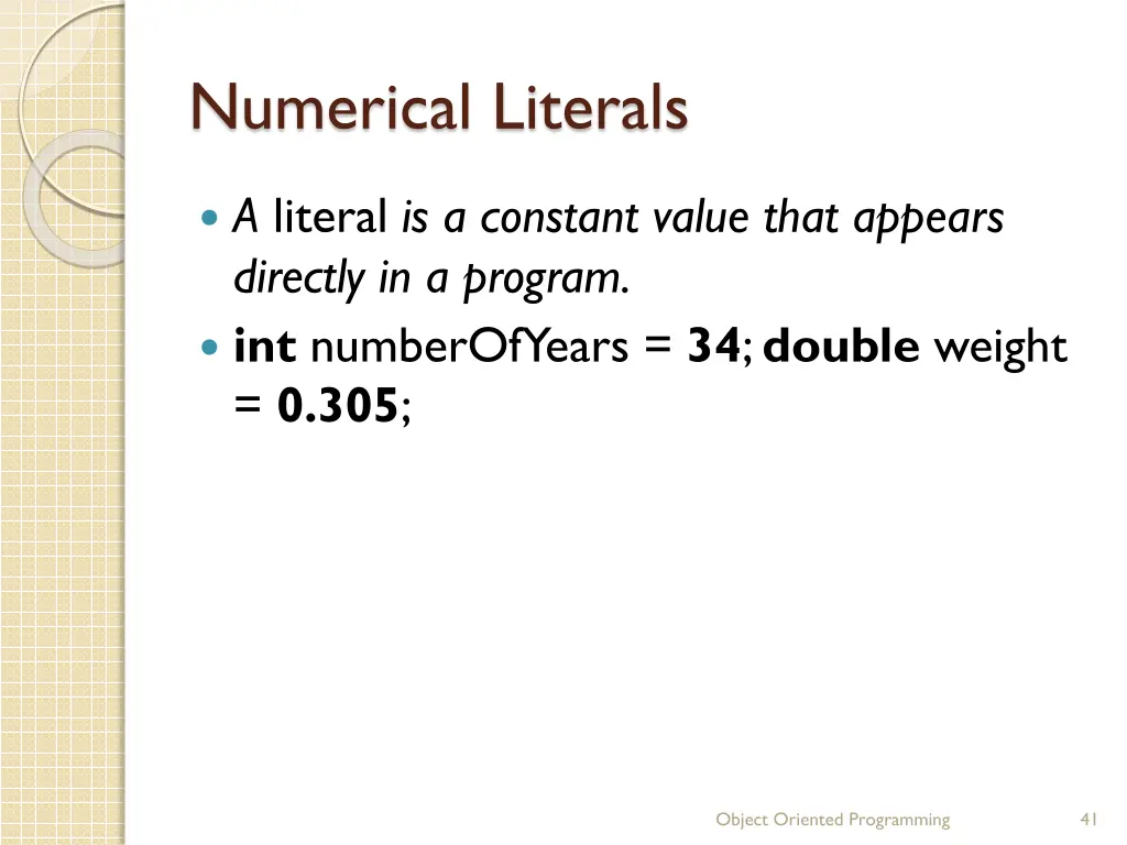 numerical literals