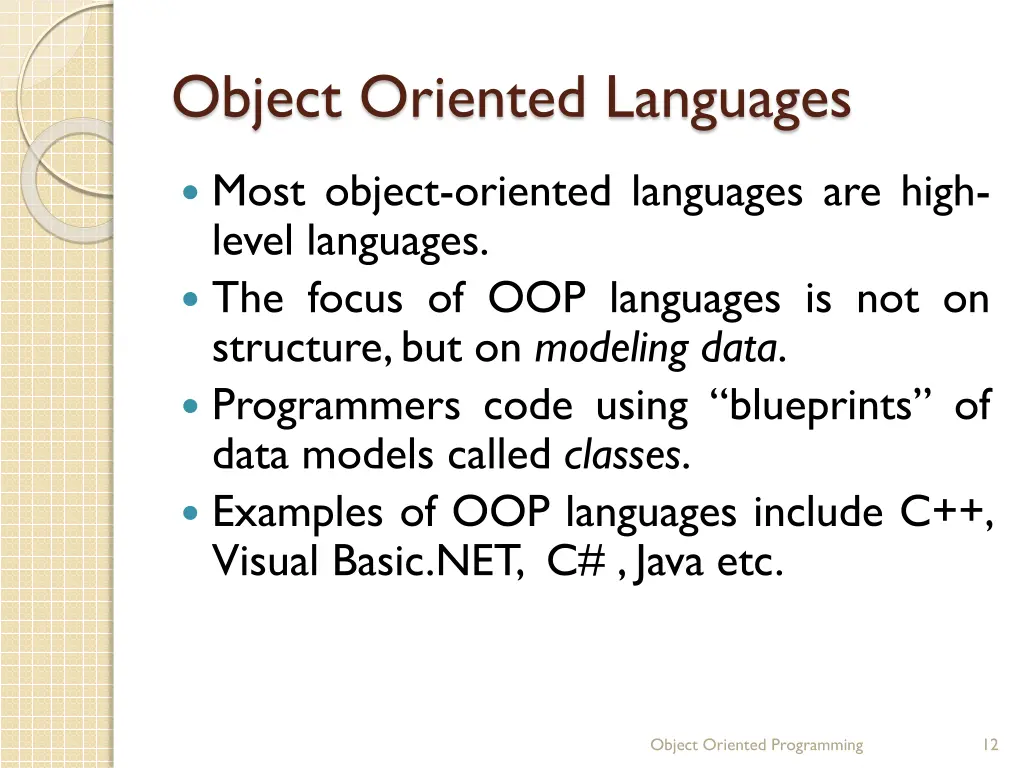 object oriented languages