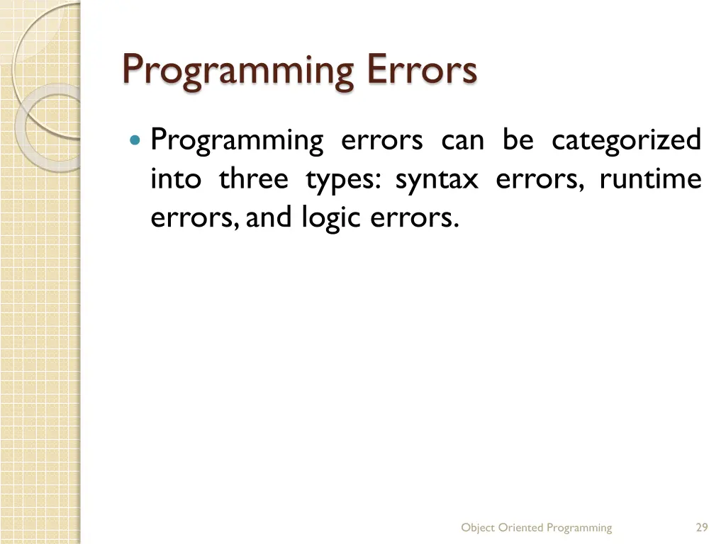 programming errors