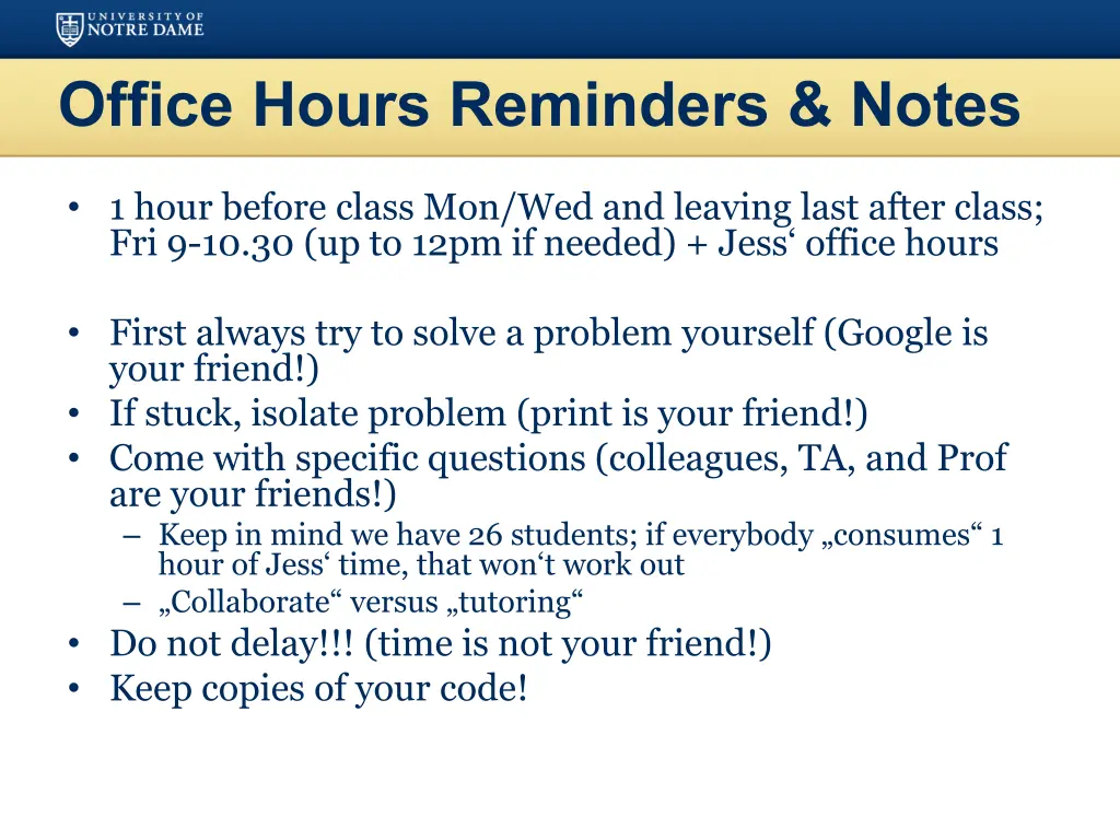 office hours reminders notes