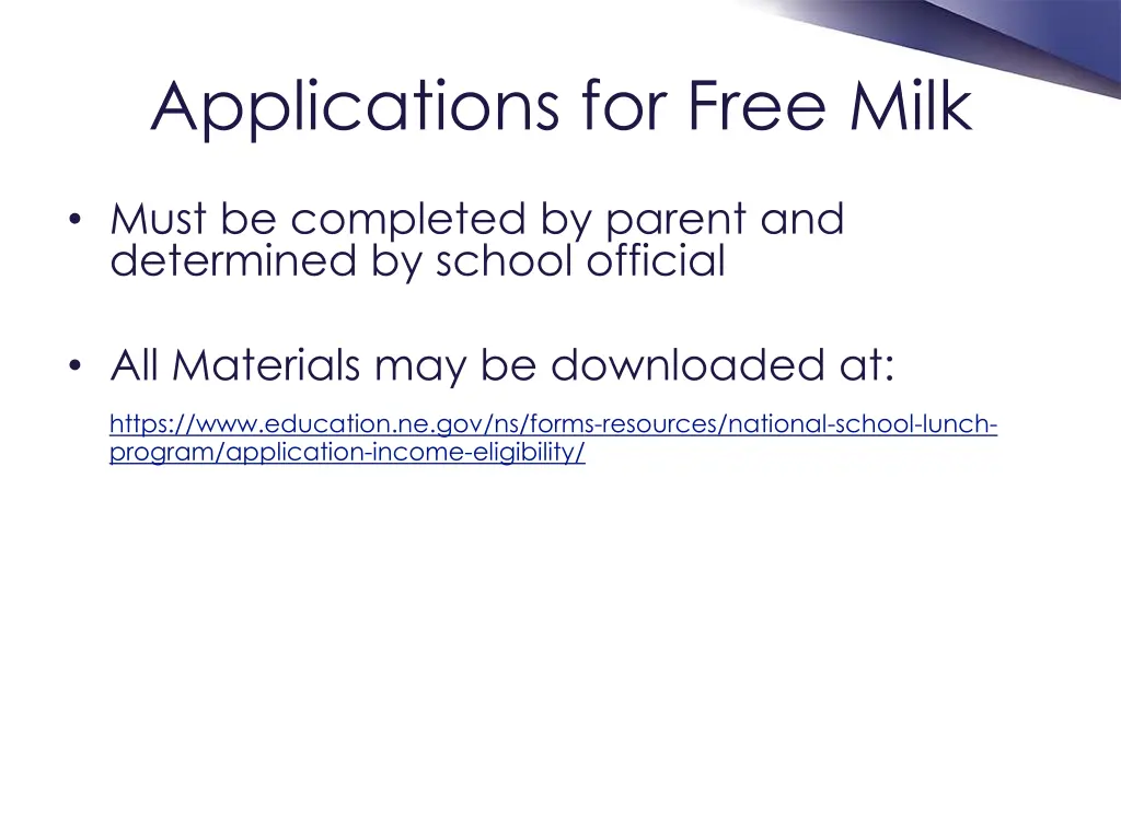 applications for free milk