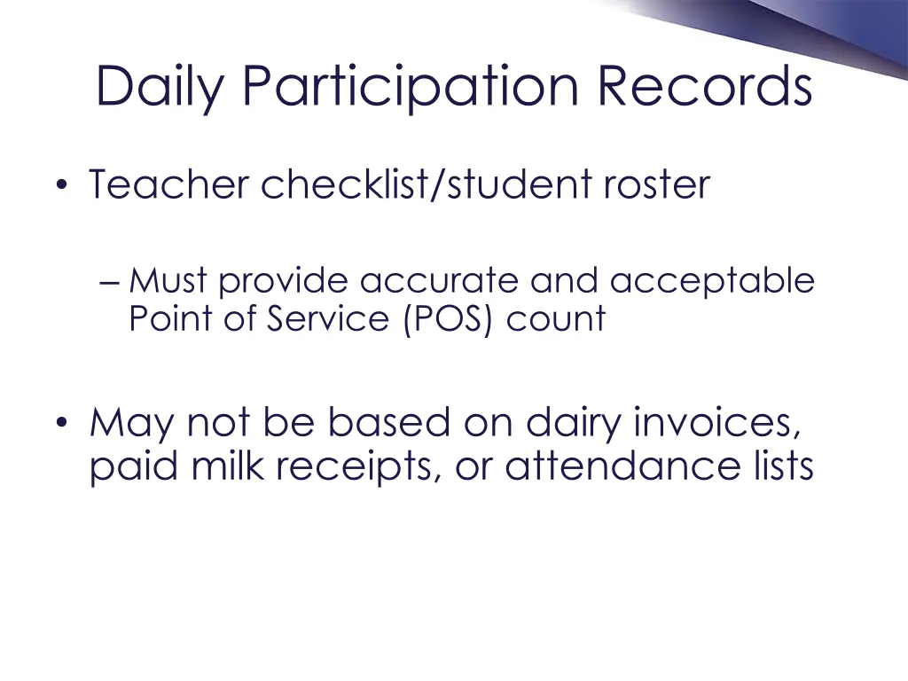 daily participation records