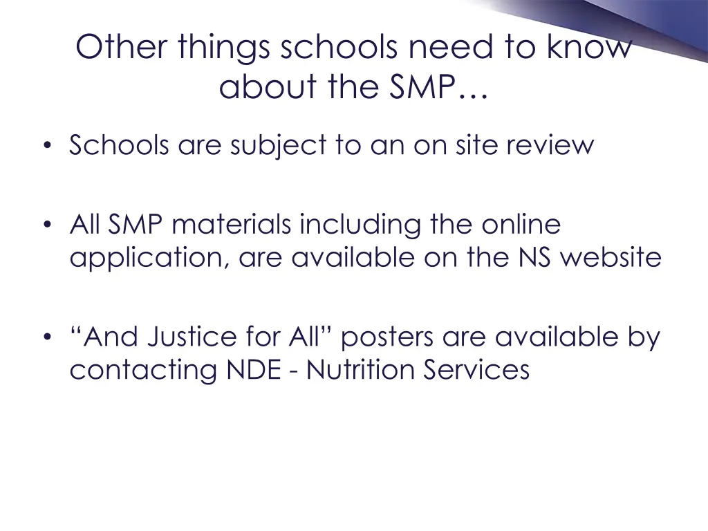 other things schools need to know about the smp