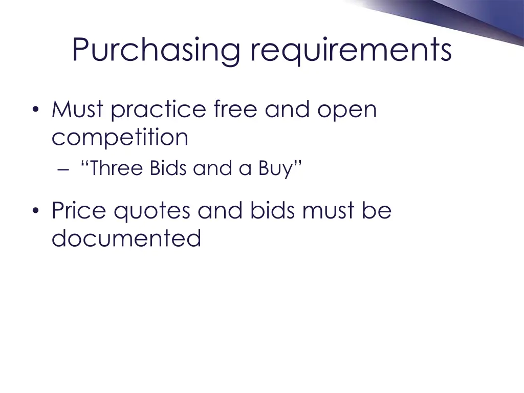 purchasing requirements