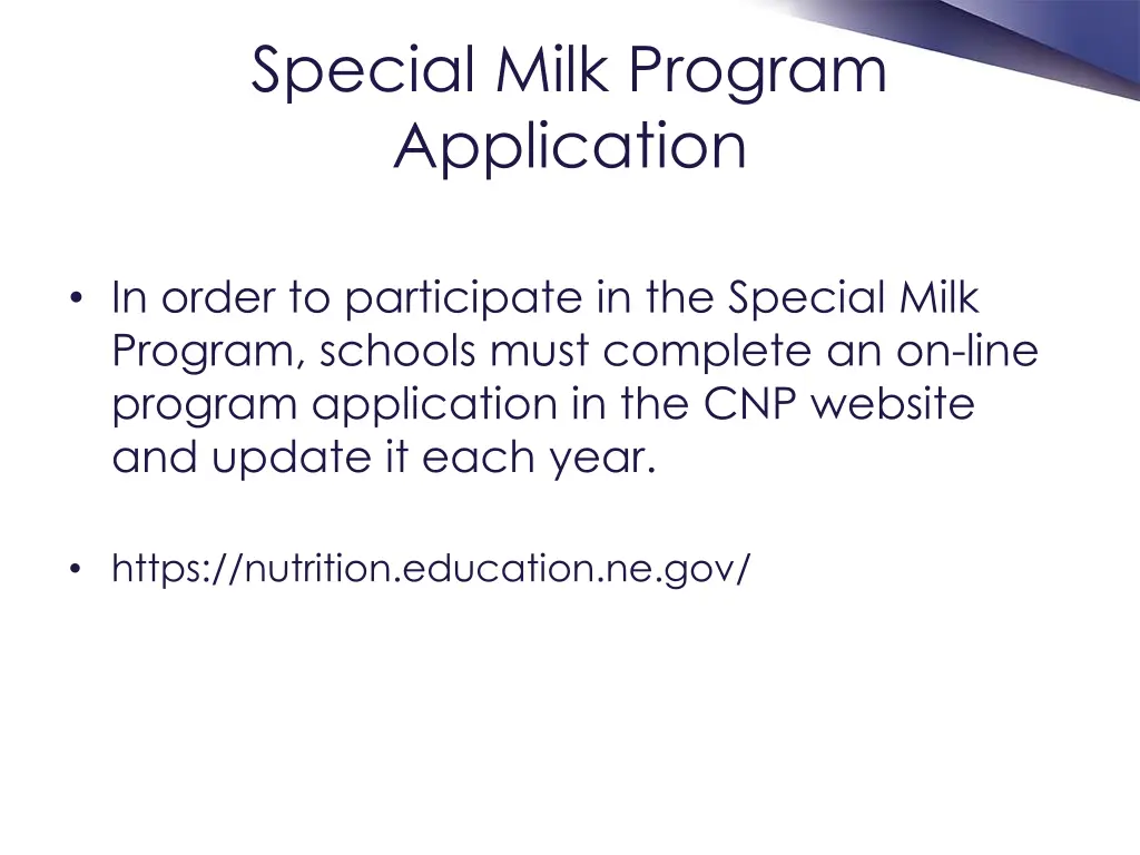 special milk program application