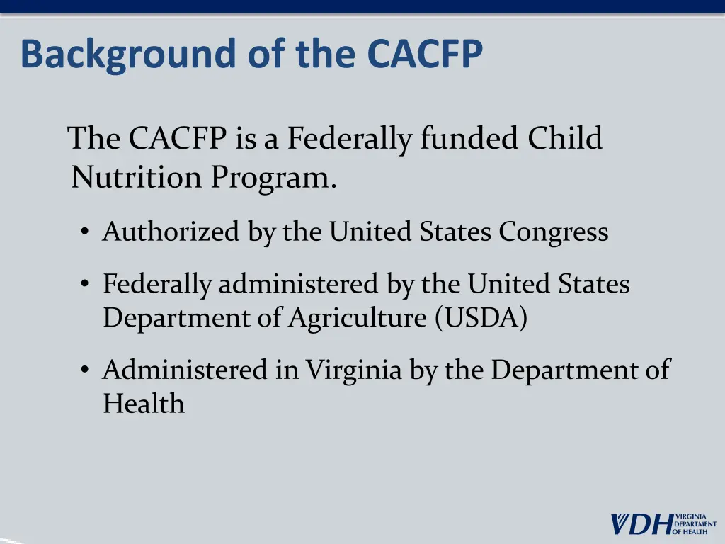 background of the cacfp