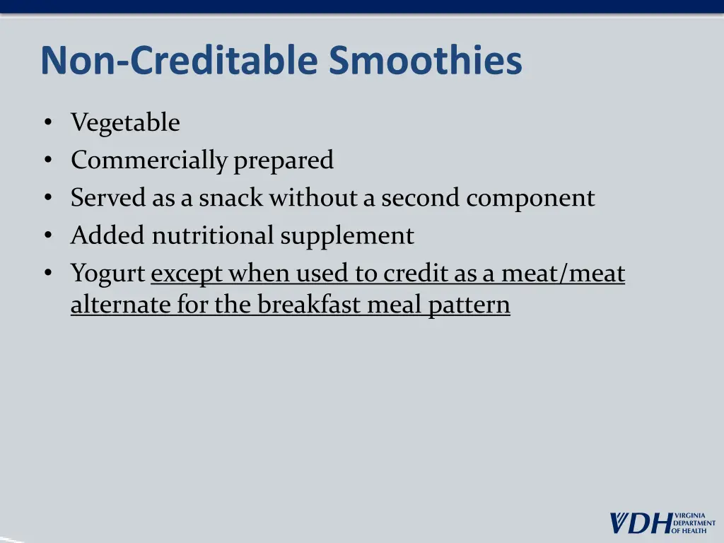 non creditable smoothies