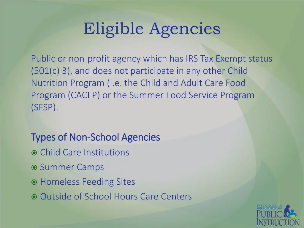 eligible agencies