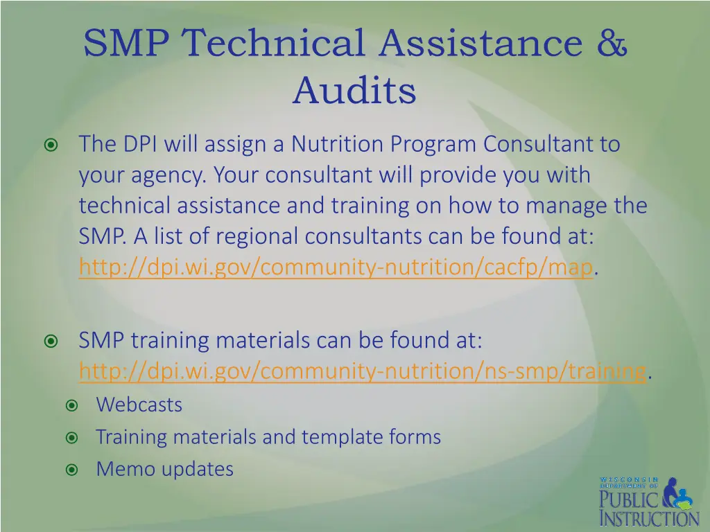 smp technical assistance audits