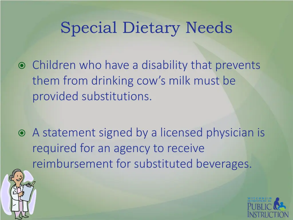 special dietary needs