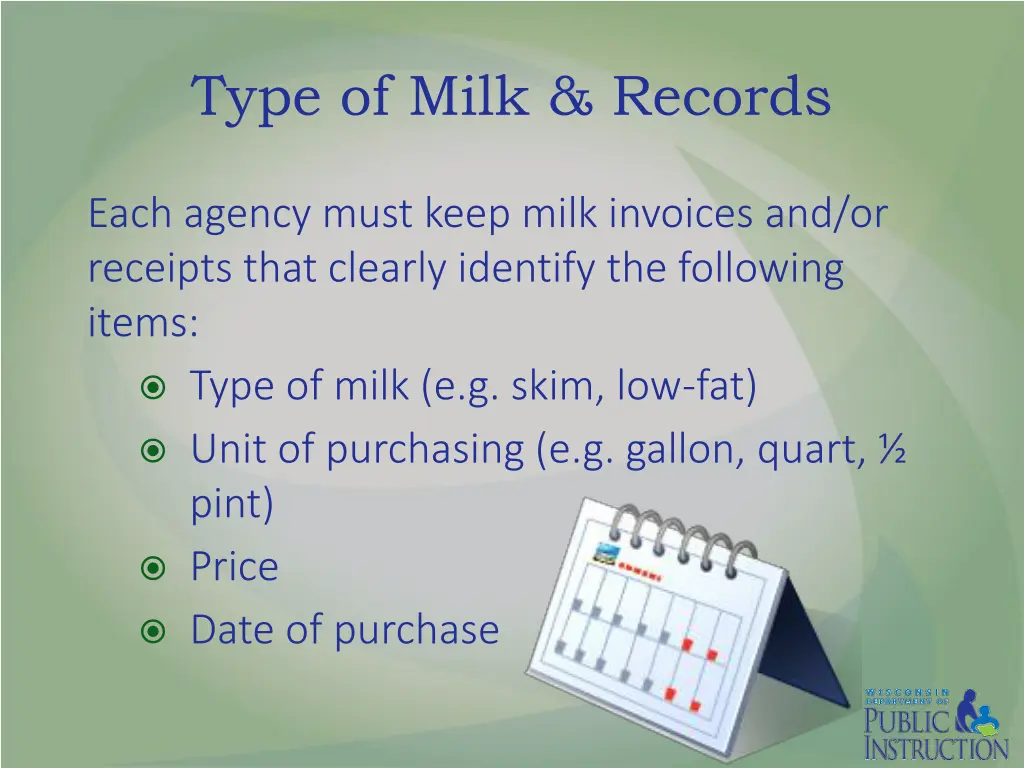 type of milk records 2