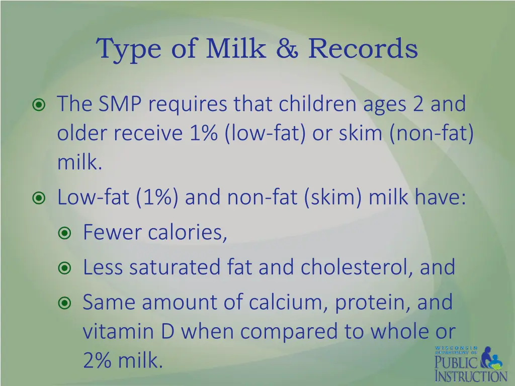 type of milk records