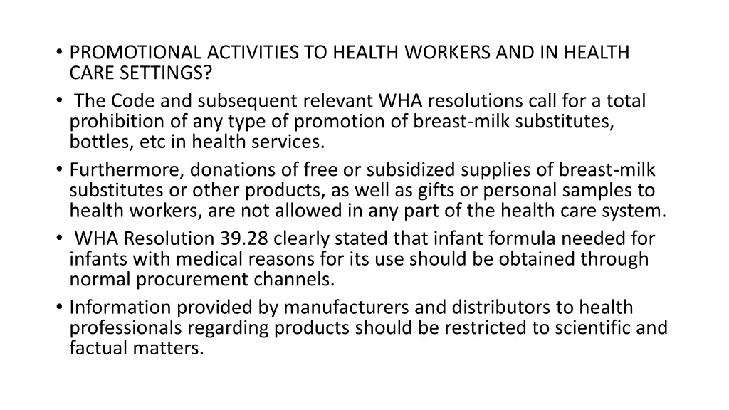 promotional activities to health workers