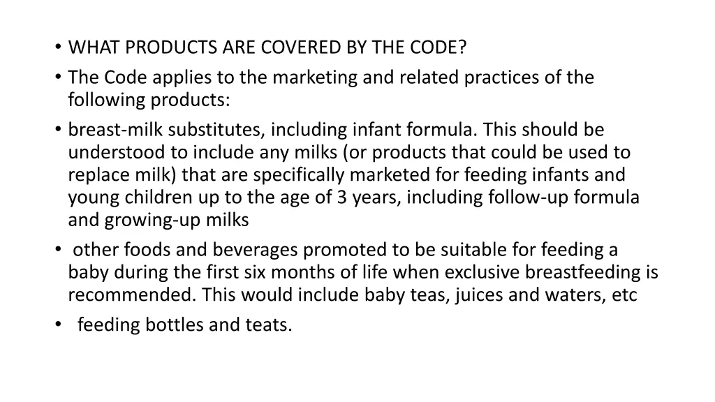 what products are covered by the code the code