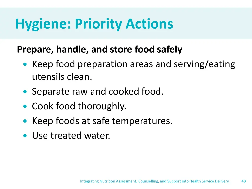 hygiene priority actions 2