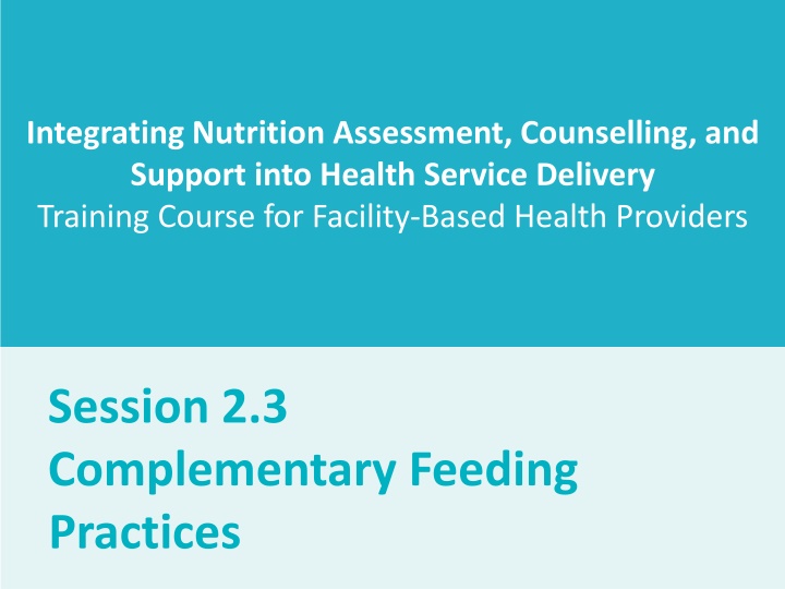 integrating nutrition assessment counselling