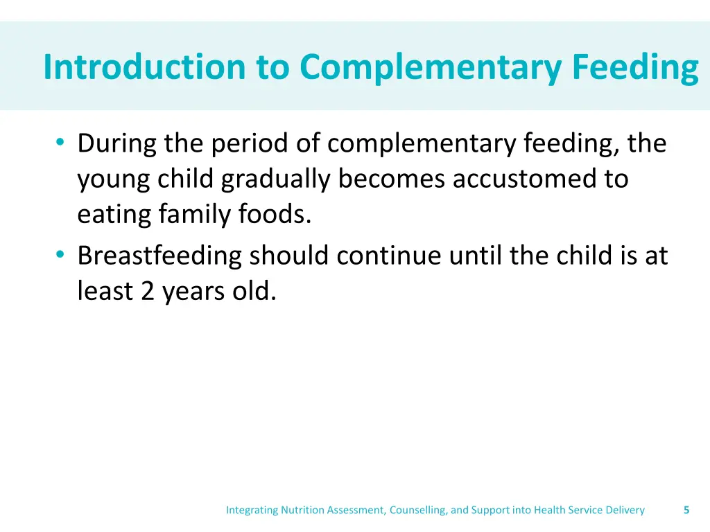 introduction to complementary feeding 1