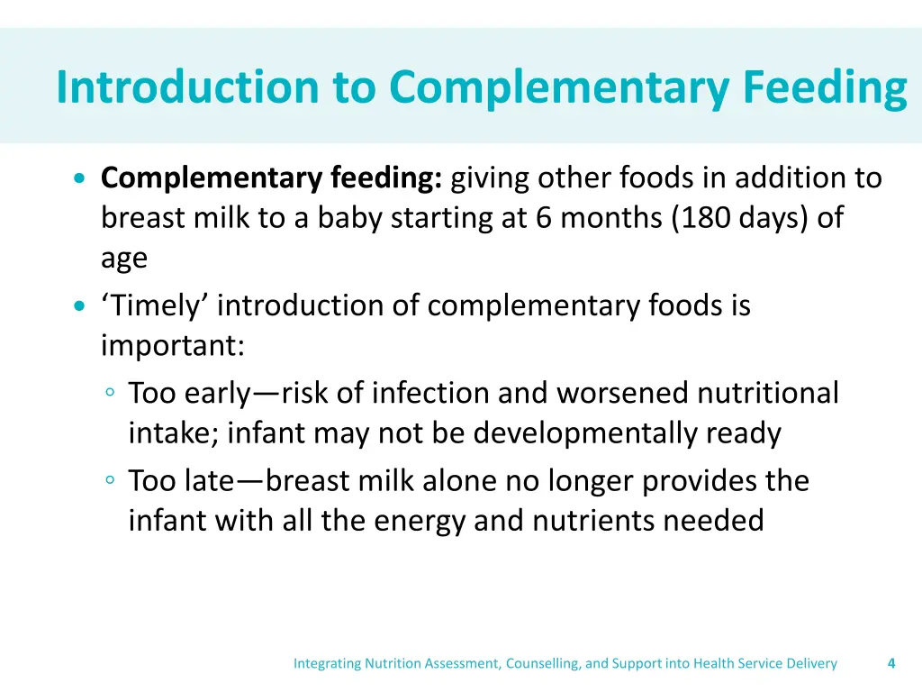 introduction to complementary feeding