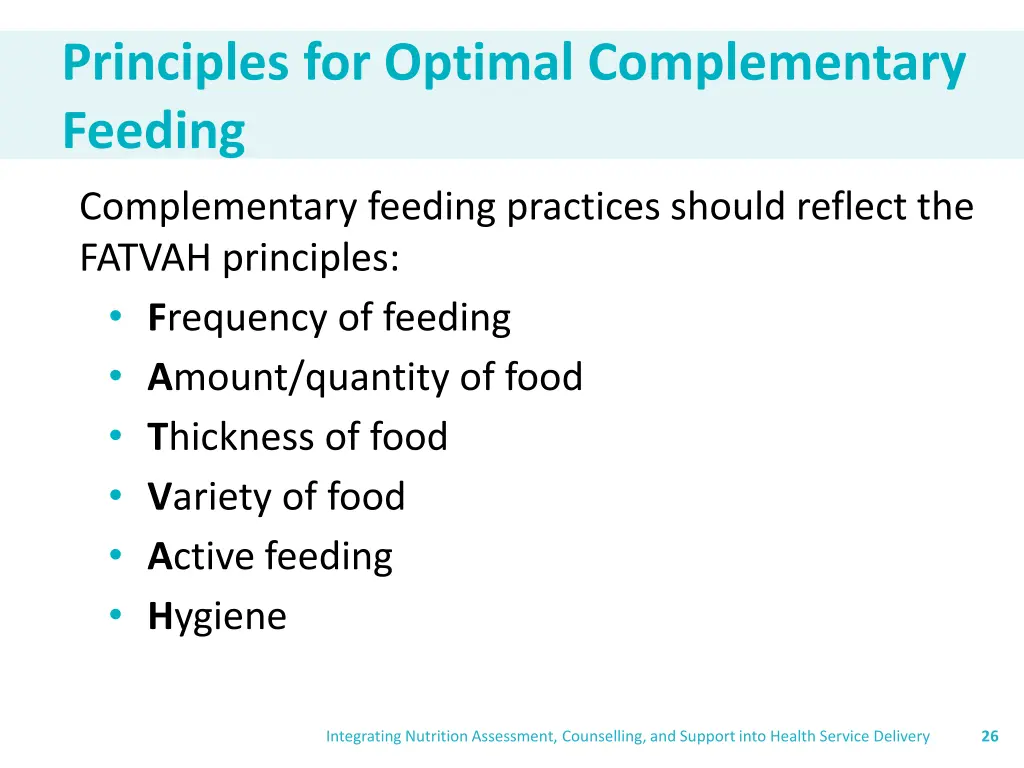 principles for optimal complementary feeding