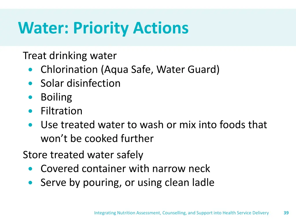 water priority actions