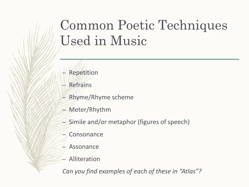 common poetic techniques used in music