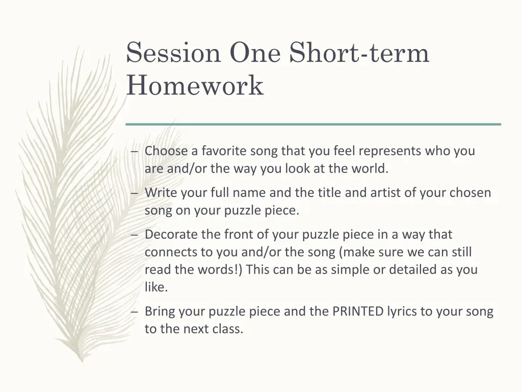 session one short term homework