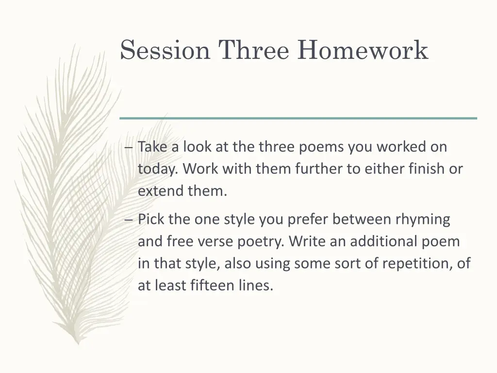 session three homework