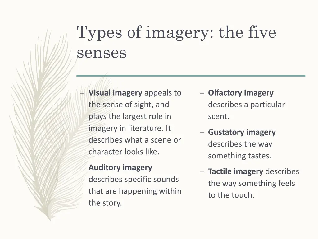 types of imagery the five senses