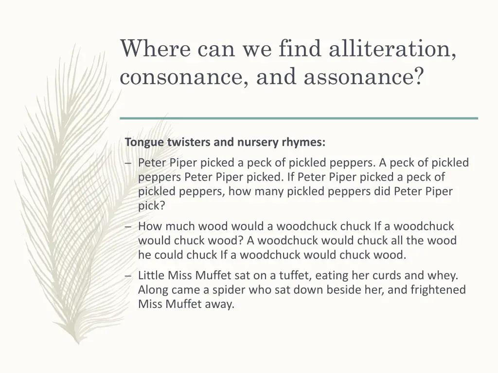 where can we find alliteration consonance