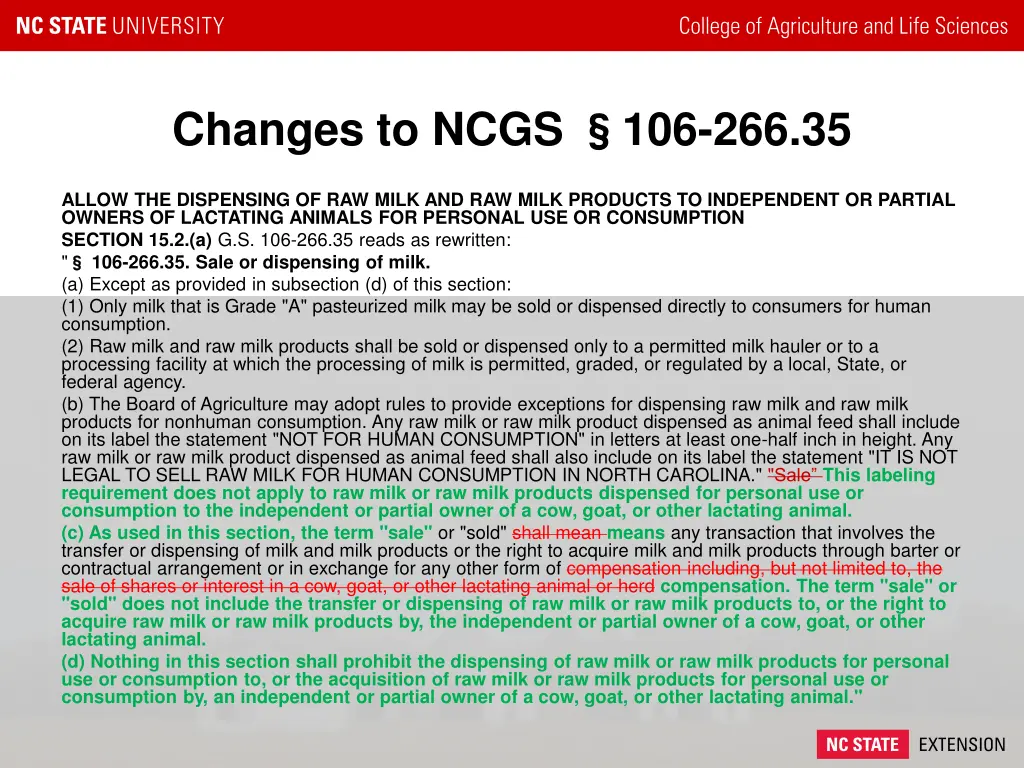 changes to ncgs