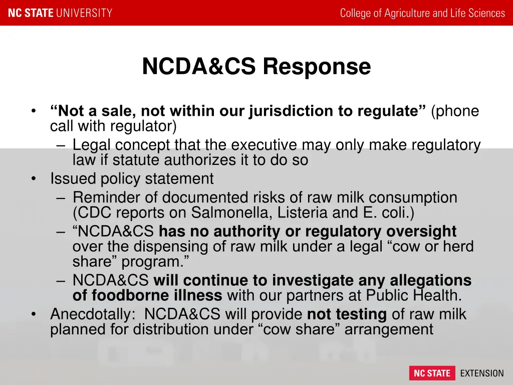 ncda cs response