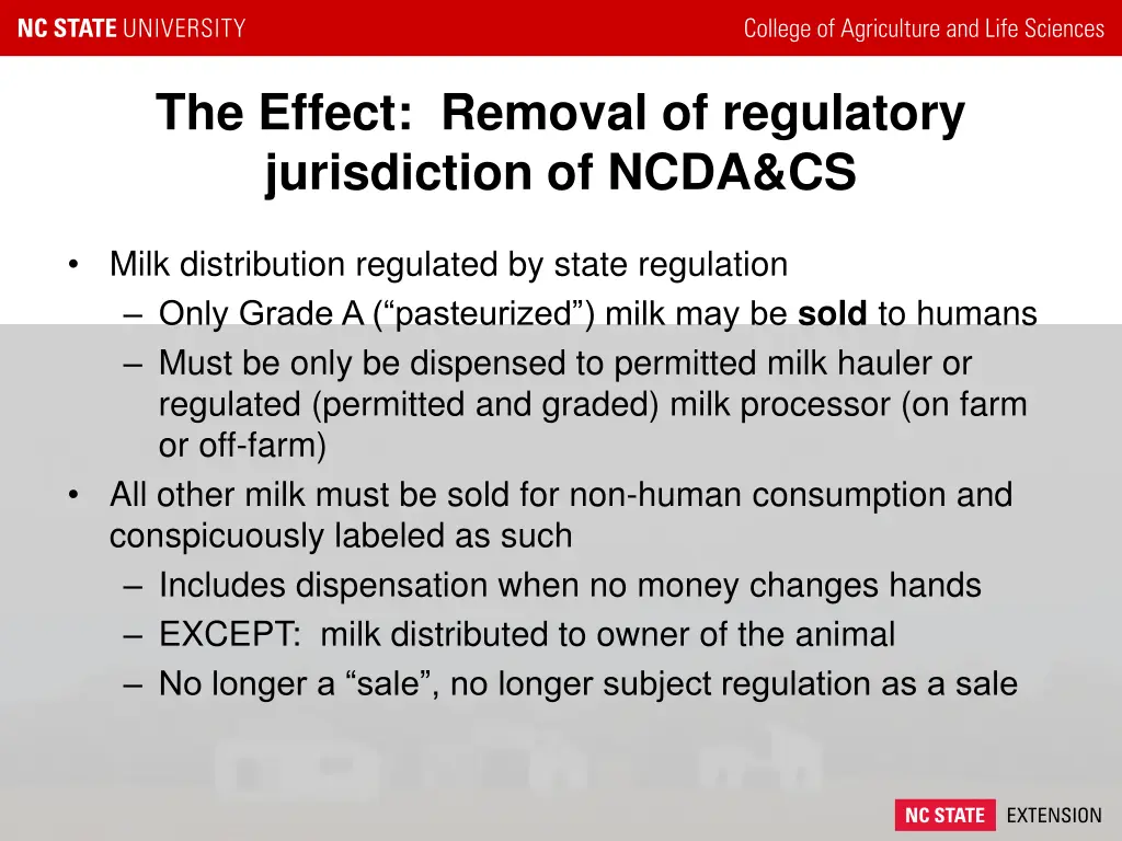 the effect removal of regulatory jurisdiction