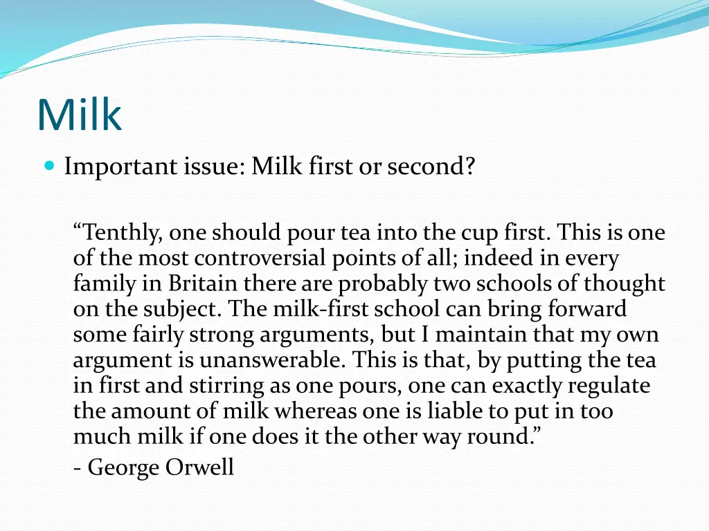 milk important issue milk first or second