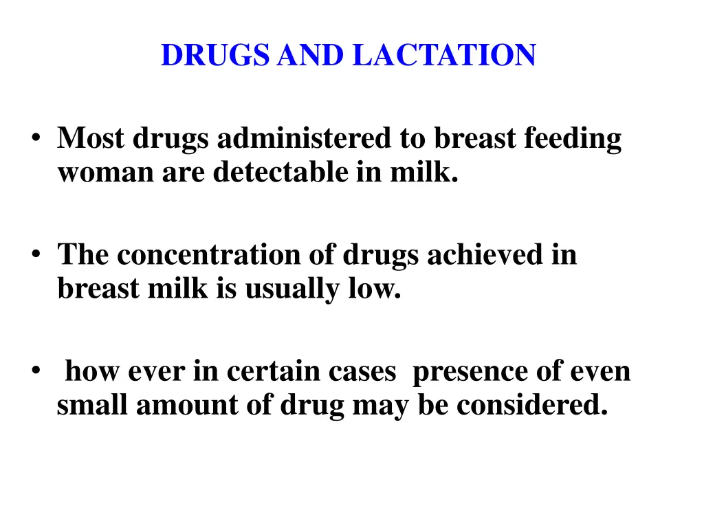 drugs and lactation