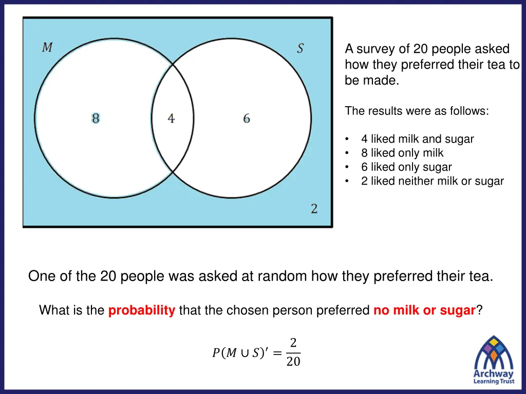 a survey of 20 people asked how they preferred 10