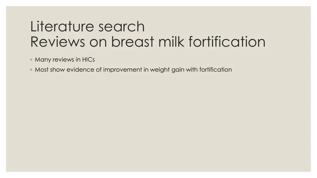 literature search reviews on breast milk