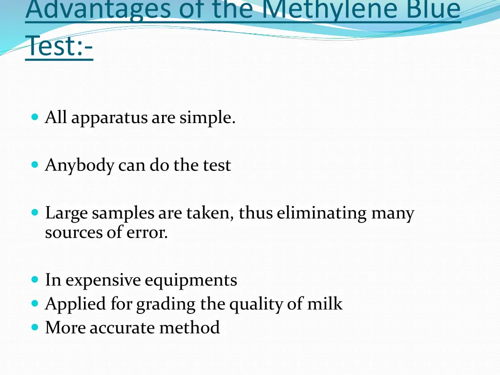 advantages of the methylene blue test