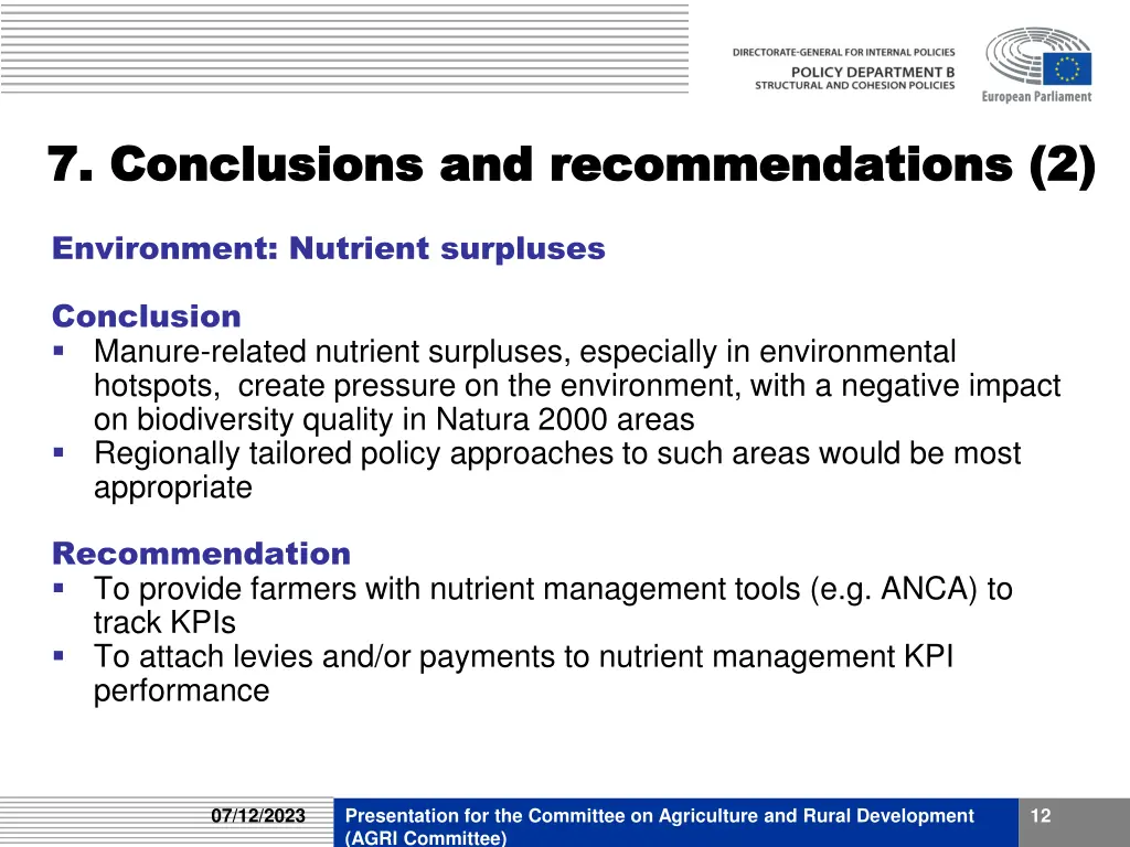 7 conclusions and recommendations 2 7 conclusions