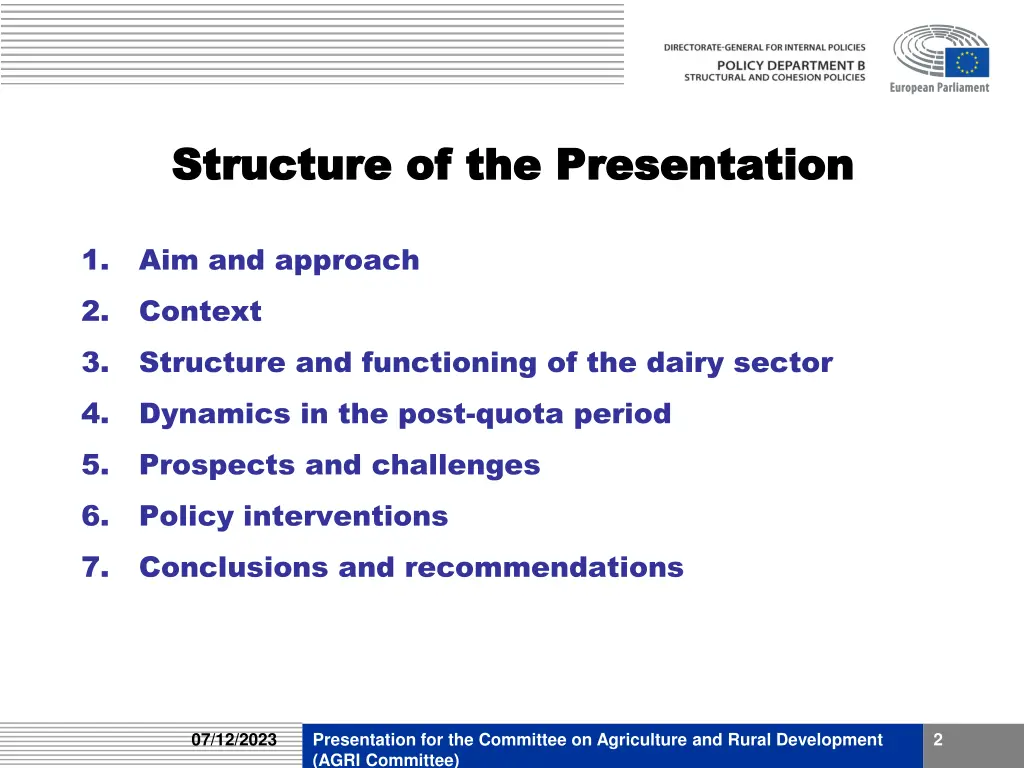 structure of the presentation structure