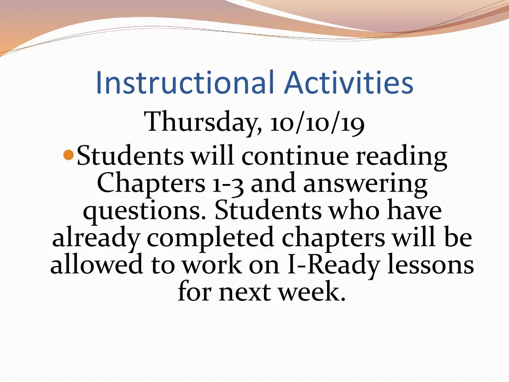 instructional activities thursday