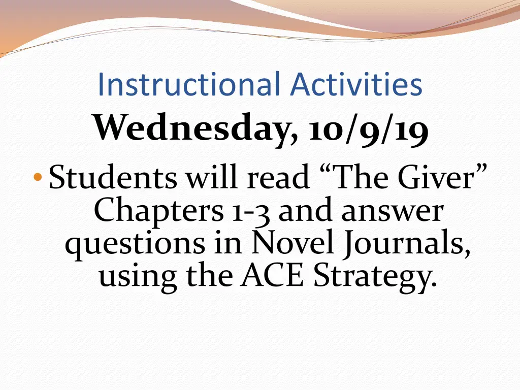 instructional activities wednesday