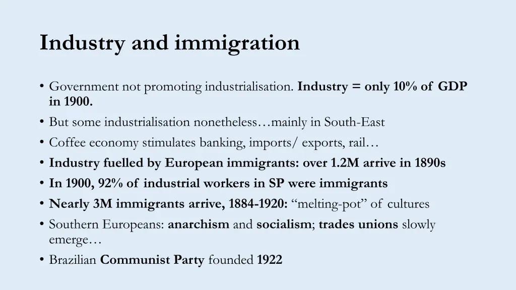 industry and immigration