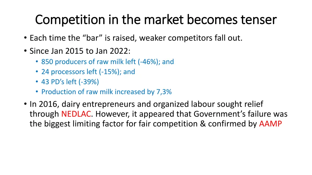 competition in the market becomes tenser