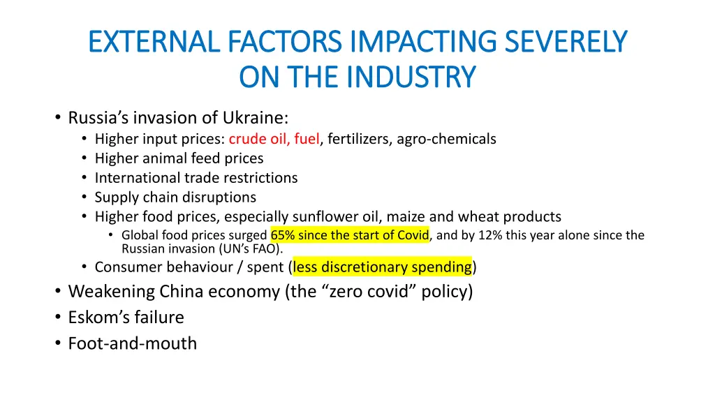 external factors impacting severely external