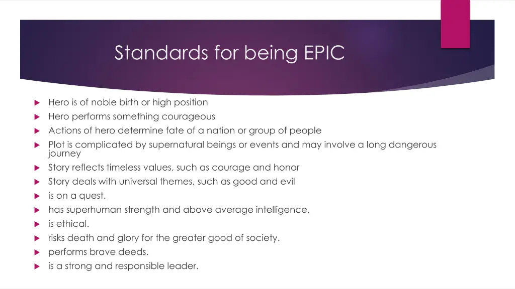 standards for being epic