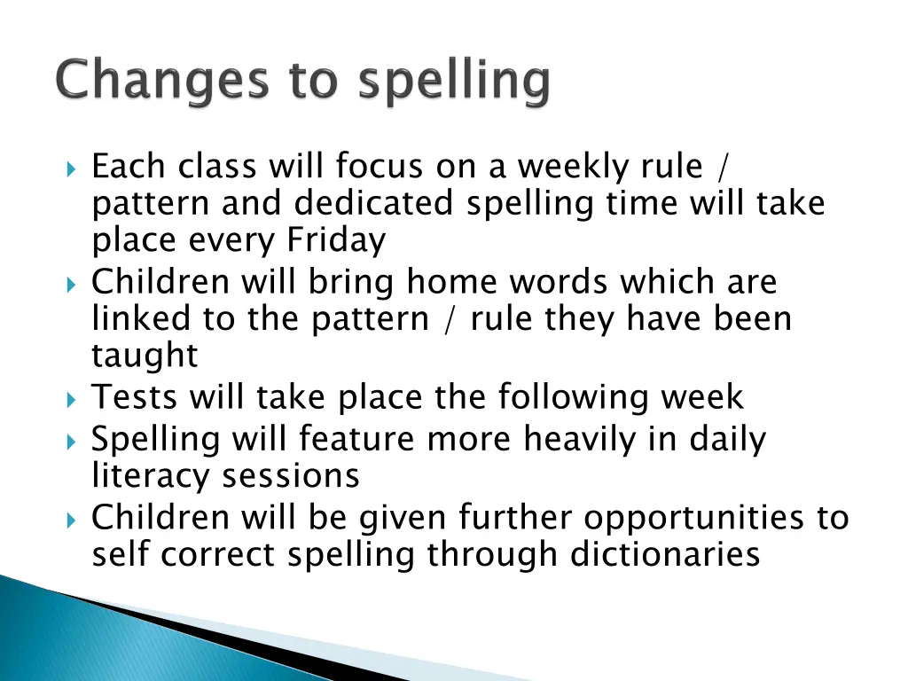 each class will focus on a weekly rule pattern